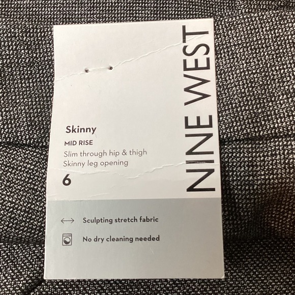 Nine West Womens Skinny Mid Rise Pants Black Gray Textured Stretch Size 6 - Picture 5 of 14